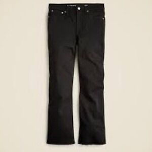 J.Crew Demi Boot Crop Jeans Black Raw Hem Petite 26P Kick Flare High Rise